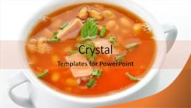  Presentation with cacao bean - Slides featuring soup with ham and tomato background and a gold colored foreground