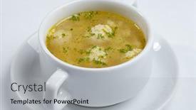  Presentation with soup - Presentation design having soup-with-meatballs-on-white background and a light gray colored foreground