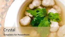  Presentation with meatball - Beautiful PPT theme featuring soup with meatballs backdrop and a  colored foreground