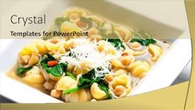  Presentation with spinach - PPT theme with soup-with-spinach-chickpeas background and a yellow colored foreground