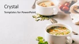  Presentation with tomato - Presentation theme with ervilha - pea tomato vegetable soups background and a white colored foreground