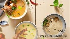  Presentation with ceramic - Slides featuring soups-in-ceramic-bowls-top background and a coral colored foreground