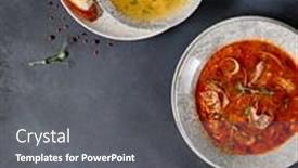  Presentation with noodle - PPT layouts having soups-set-chicken-and-noodle background and a gray colored foreground