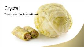  Presentation with cabbage cultivation - PPT layouts with sour cabbage head with cabbage background and a white colored foreground
