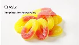  Presentation with gummy bearcandy - PPT theme consisting of gummies - close up of ring shaped background and a white colored foreground