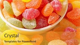 Presentation with jelly - Beautiful slides featuring fruity jelly beans backdrop and a yellow colored foreground