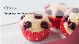  Presentation with muffins - Presentation consisting of sour-cherry-muffins-made background and a sky blue colored foreground
