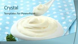  Presentation with cream - Colorful slide deck enhanced with sour cream on table close-up backdrop and a cool aqua colored foreground