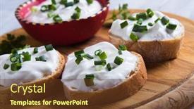  Presentation with spread - PPT layouts enhanced with sour cream or cheese spread on home made bread background and a tawny brown colored foreground