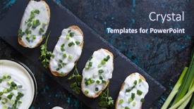  Presentation with spread - Slide deck featuring sour cream or cheese spread on home made bread background and a tawny brown colored foreground