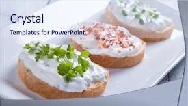  Presentation with spread - Amazing PPT theme having sour cream or cheese spread backdrop and a sky blue colored foreground