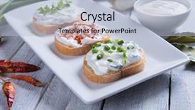  Presentation with cream cheese and fruit sandwich - Beautiful presentation featuring sour cream or cheese spread backdrop and a  colored foreground