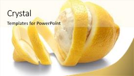  Presentation with buah jeruk lemon - Slide set consisting of sour lemons - delicious peeled lemon on white background and a blonde colored foreground