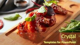  Presentation with bits - Slide set with sour sauce delicious bits background and a tawny brown colored foreground