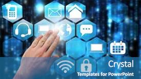  Presentation with letters - PPT theme having source code - hand presenting against lines background and a teal colored foreground