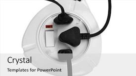  Presentation with outlet - PPT theme having sources power - close-up of a multi-outlet plug background and a light gray colored foreground