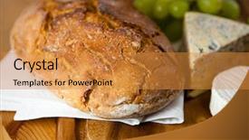  Presentation with blue cheese - Presentation having sourdough bread and blue cheese background and a gold colored foreground