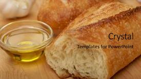  Presentation with cutting board - Beautiful presentation theme featuring sourdough bread on cutting board with narrow depth of field backdrop and a red colored foreground