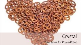  Presentation with pile - Cool new PPT theme with sourie - pile of pretzels forming backdrop and a coral colored foreground