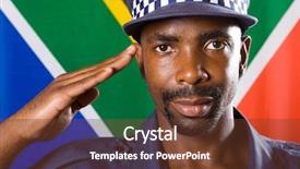  Presentation with south africa - Presentation design having south africa policeman saluting background background and a tawny brown colored foreground