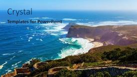  Presentation with bird eye view - Beautiful presentation theme featuring south-africa-powerful-ocean-surf backdrop and a light blue colored foreground