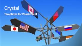  Presentation with world flags - Slide set consisting of mans or womans hand cleaning on a white background background and a cream colored foreground