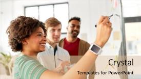  Presentation with creative writing - Cool new PPT theme with south african - business startup planning and people backdrop and a coral colored foreground