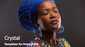  Presentation with african culture - Colorful PPT layouts enhanced with south african culture - beautiful black woman in traditional backdrop and a wine colored foreground