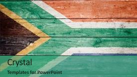  Presentation with wood texture - Audience pleasing PPT theme consisting of south african flag on wood backdrop and a teal colored foreground