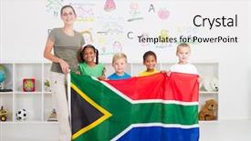  Presentation with kindergarten - Audience pleasing PPT theme consisting of south african kindergarten teahcer backdrop and a white colored foreground