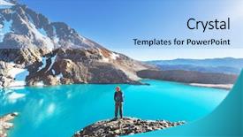  Presentation with hike forest - Beautiful presentation theme featuring south america - hike in patagonia backdrop and a light blue colored foreground