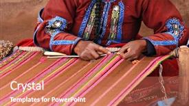  Presentation with market - Audience pleasing slides consisting of south america - woman at market in peru backdrop and a coral colored foreground