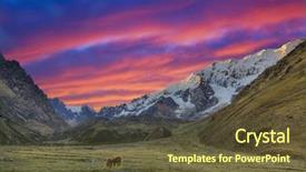  Presentation with america - Audience pleasing presentation design consisting of south america map - sunset in andean mountains backdrop and a tawny brown colored foreground