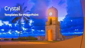  Presentation with florida beach - Colorful presentation theme enhanced with south america monuments - west palm beach florida usa backdrop and a cobalt blue colored foreground