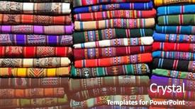  Presentation with fabrics - Colorful slides enhanced with south american - bolivian andes region traditional fabrics backdrop and a tawny brown colored foreground