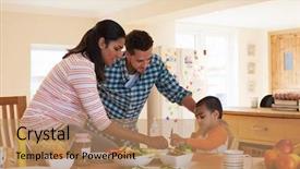  Presentation with eating - Beautiful theme featuring south american - family in sitting at table backdrop and a coral colored foreground