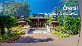  Presentation with bank - PPT layouts having nepal banks - wooden nepalese pagoda in south background and a teal colored foreground