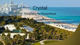  Presentation with miami beach - Colorful presentation theme enhanced with south beach miami florida backdrop and a light blue colored foreground