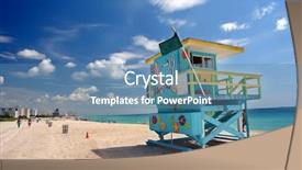  Presentation with miami beach - Beautiful slide deck featuring south beach miami florida backdrop and a teal colored foreground