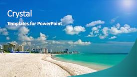  Presentation with miami beach - Beautiful PPT theme featuring south beach miami florida backdrop and a teal colored foreground