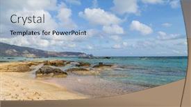  Presentation with coastal - PPT theme having south-coastal-landscape-on-creete background and a light blue colored foreground