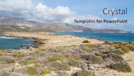  Presentation with coastal - Slide deck featuring south-coastal-landscape-on-creete background and a light blue colored foreground