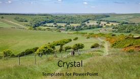  Presentation with way - Audience pleasing presentation theme consisting of south downs way a long backdrop and a gold colored foreground
