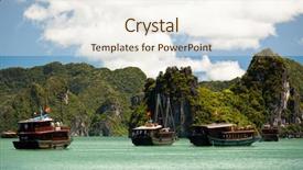  Presentation with vietnam - Colorful presentation design enhanced with south east asia - halong bay vietnam backdrop and a sky blue colored foreground