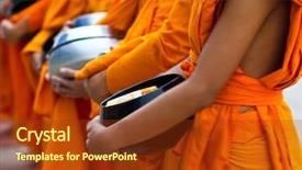  Presentation with south asia - Slide deck having south east asia - offer food to monk background and a tawny brown colored foreground