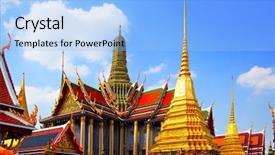  Presentation with temple - Amazing theme having south east asia - view of wat phra kaeo backdrop and a light blue colored foreground