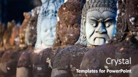  Presentation with cambodia - Slides with south-gate-statues-in-angkor background and a dark gray colored foreground