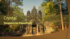  Presentation with khmer - Slide deck featuring south-gate-to-angkor-thom background and a tawny brown colored foreground