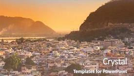  Presentation with city india - Amazing slide set having south indian city vijayawada backdrop and a coral colored foreground