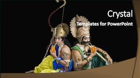  Presentation with indian culture - Colorful PPT theme enhanced with south indian culture - two men dressed-up as rama backdrop and a black colored foreground